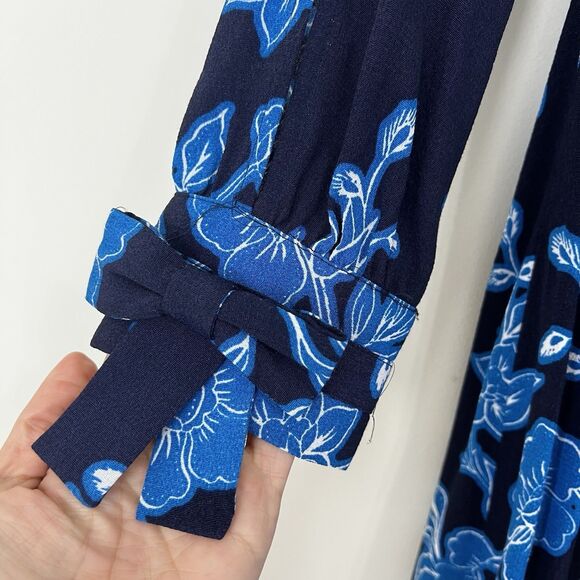 Draper James Blue Geranium Floral Tie Sleeve Dress Sz 4 Classic Rodeo Wedding - Picture 6 of 12